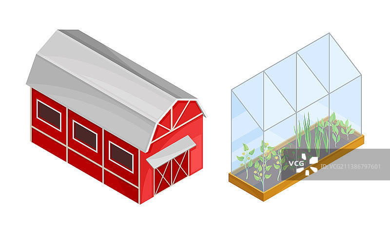 红色木制谷仓农场乡村建筑图片素材