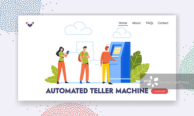 在自动取款机办理业务的人们图片素材