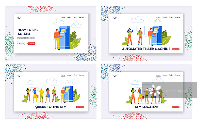 ATM排队等候页面模板图片素材