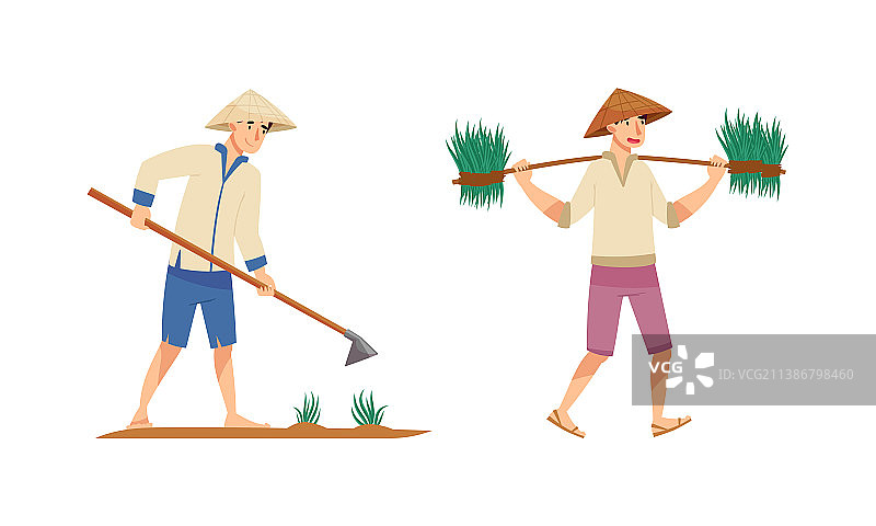 在农场劳作的亚洲农民图片素材