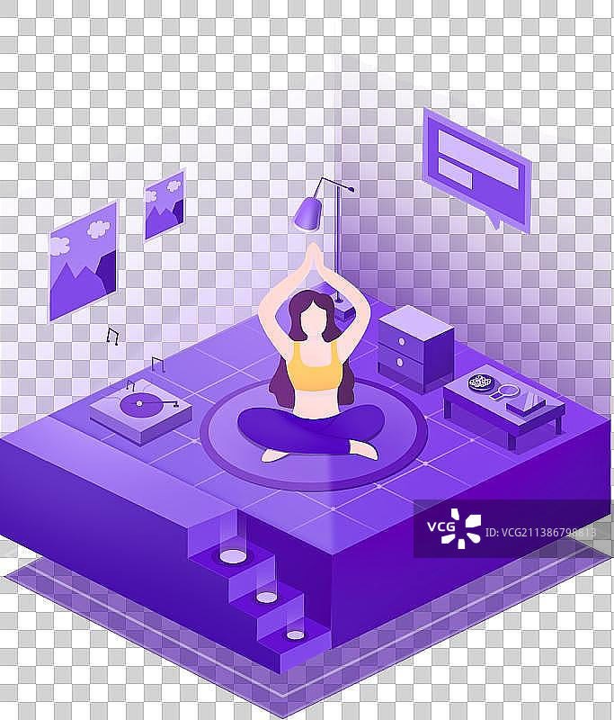 原创做瑜伽的女人运动插画免扣元素图片素材