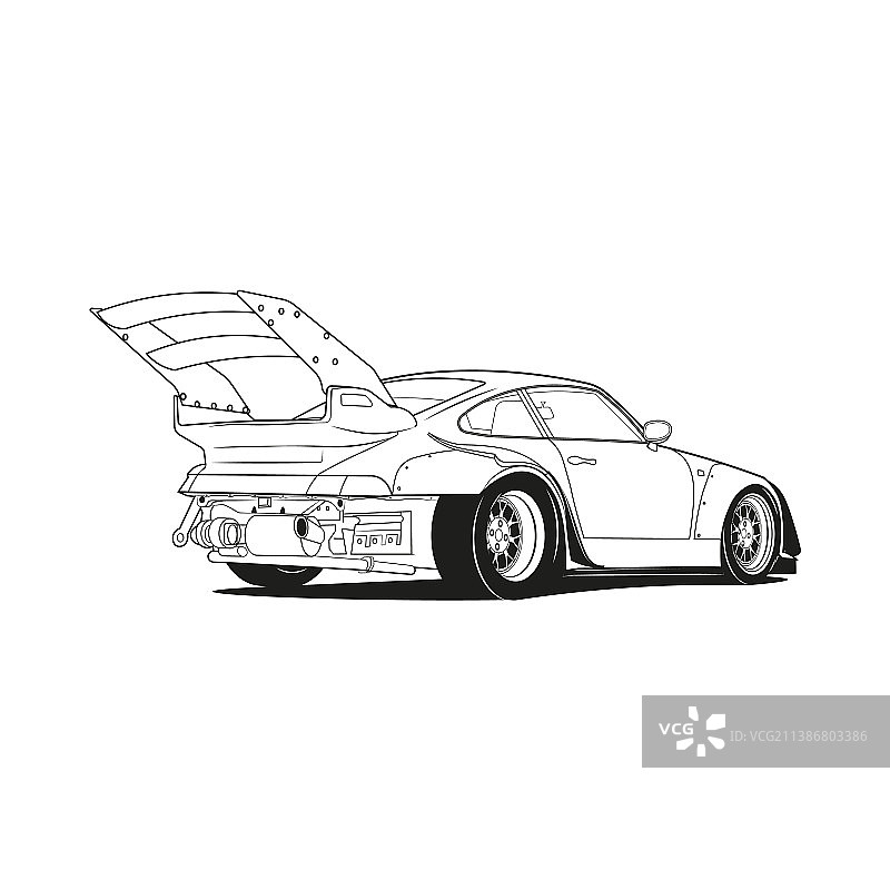 汽车轮廓线条艺术着色页图片素材