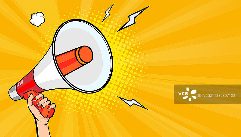 手持扩音器的波普艺术复古风图片素材