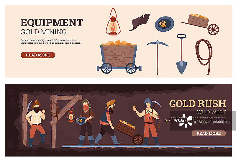金矿开采宣传banner或flyer图片素材