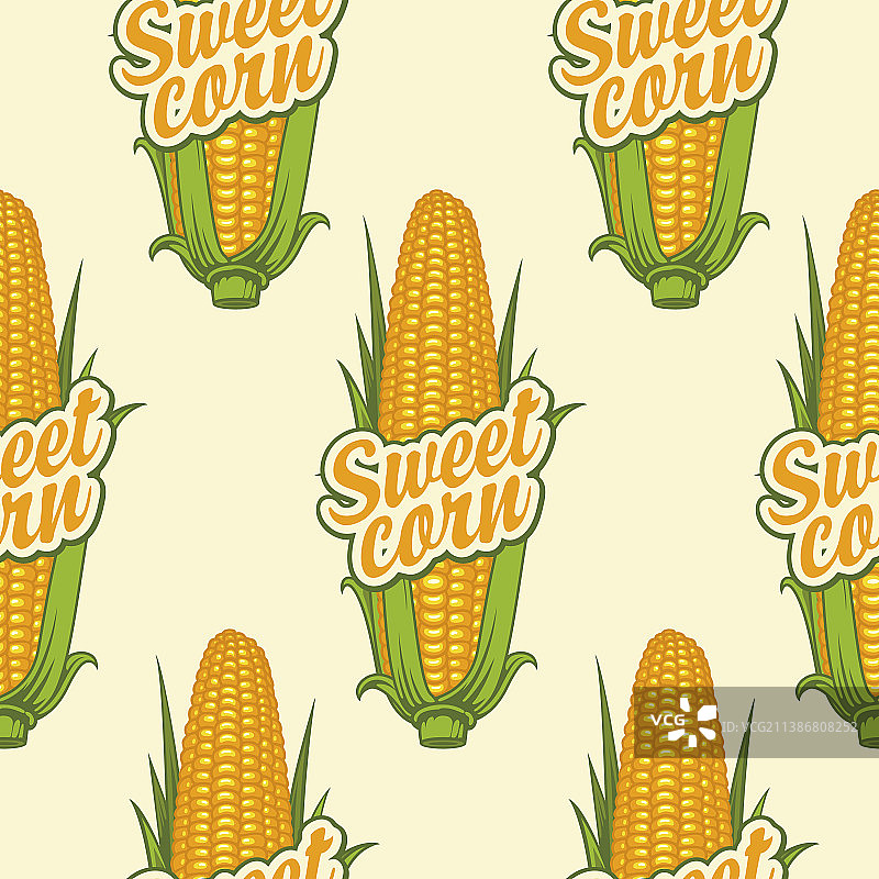 玉米棒和铭文无缝图案图片素材