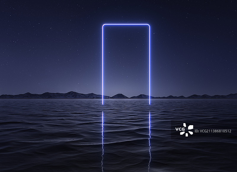 海面上的发光科技未来概念背景图图片素材