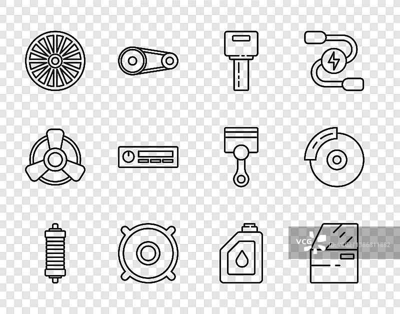 减震器车门遥控钥匙线条组合图片素材