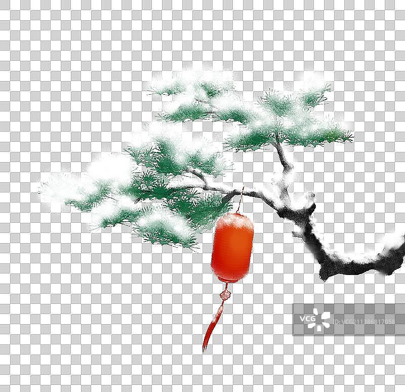 松树灯笼雪素材图片素材