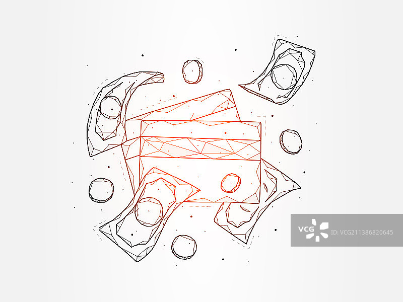 信用卡或借记卡、纸币和多边形图片素材