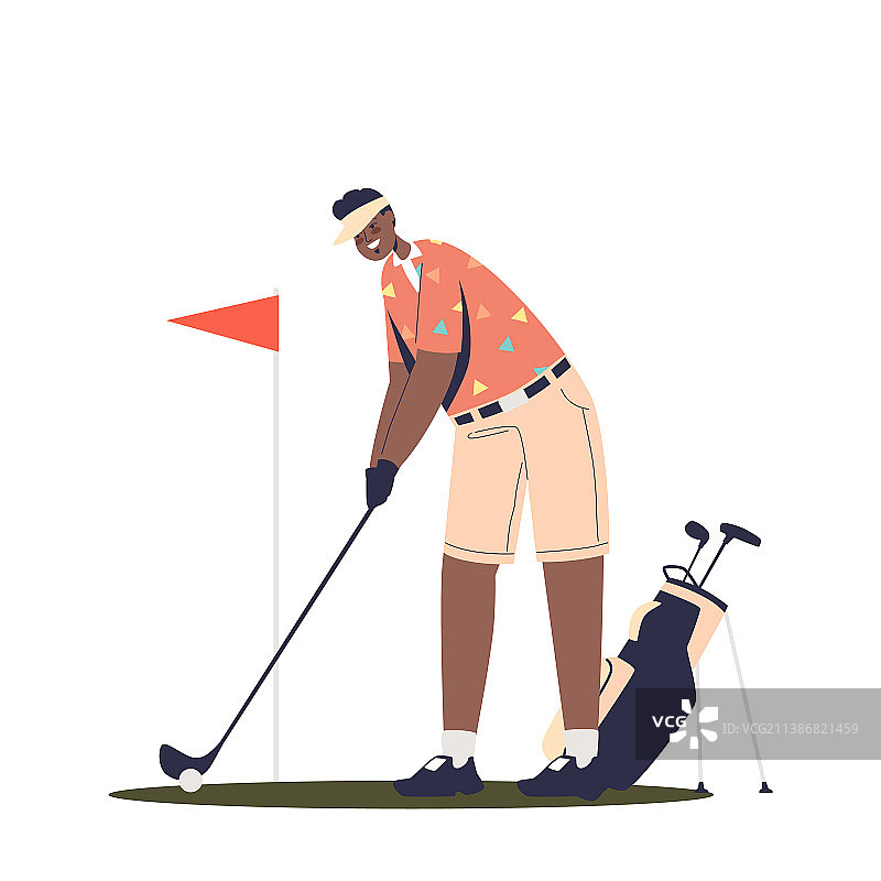 男性高尔夫球手用高尔夫球杆击球图片素材