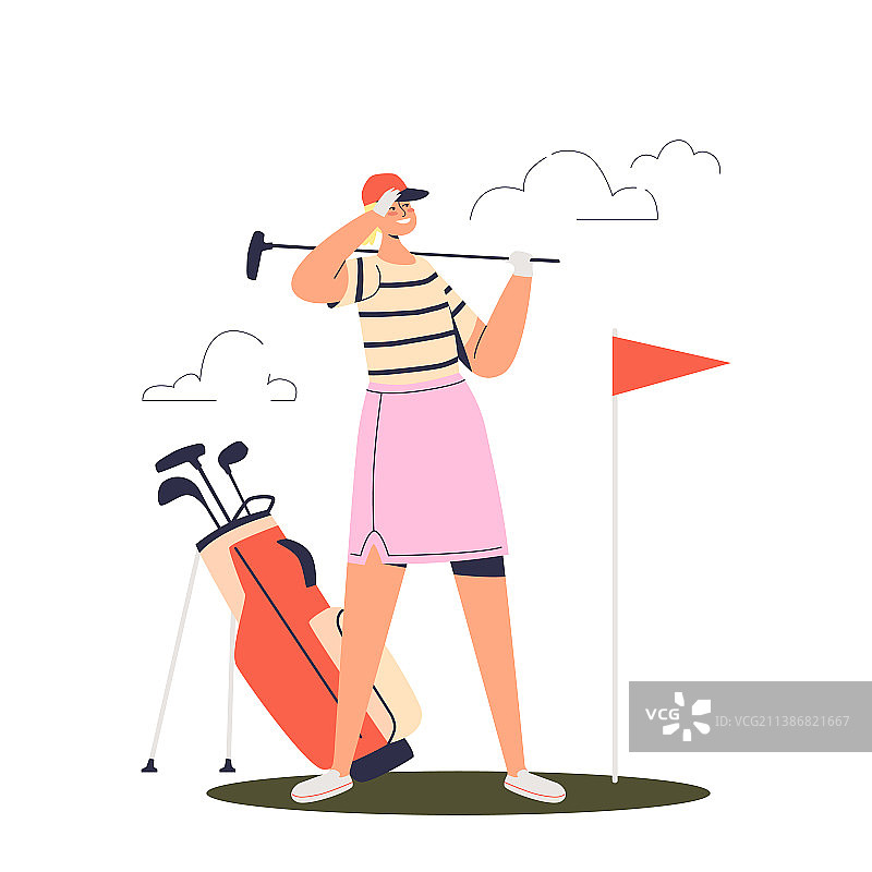 年轻女子职业高尔夫球手图片素材