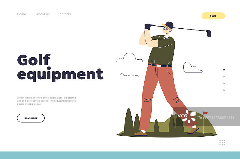 男性高尔夫设备概念页面图片素材