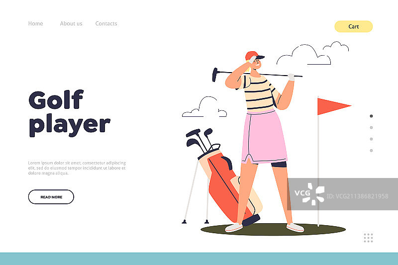 着陆页高尔夫球运动员概念设计图片素材