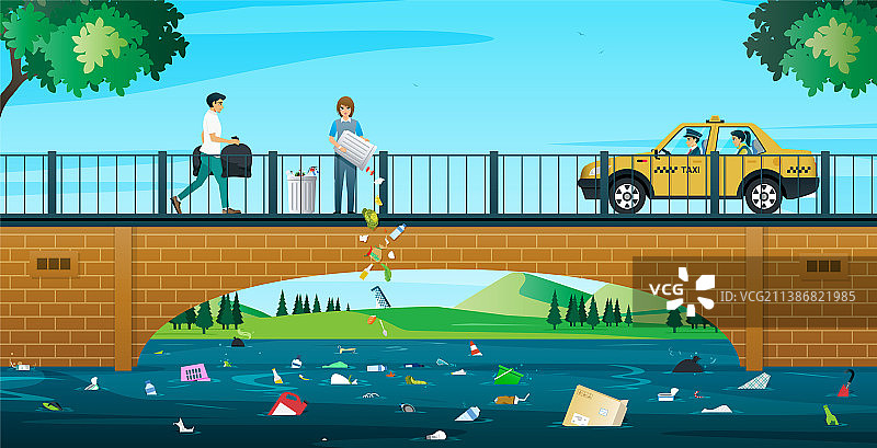 河流中的垃圾图片素材