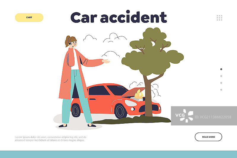 汽车事故概念落地页图片素材