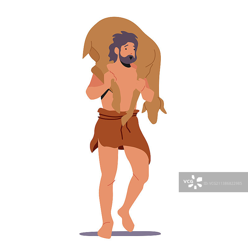 原始人肩扛死亡羚羊图片素材