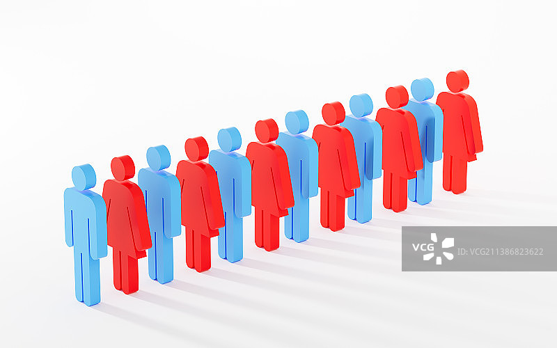 男性与女性人物模型与社交关系3D渲染图片素材