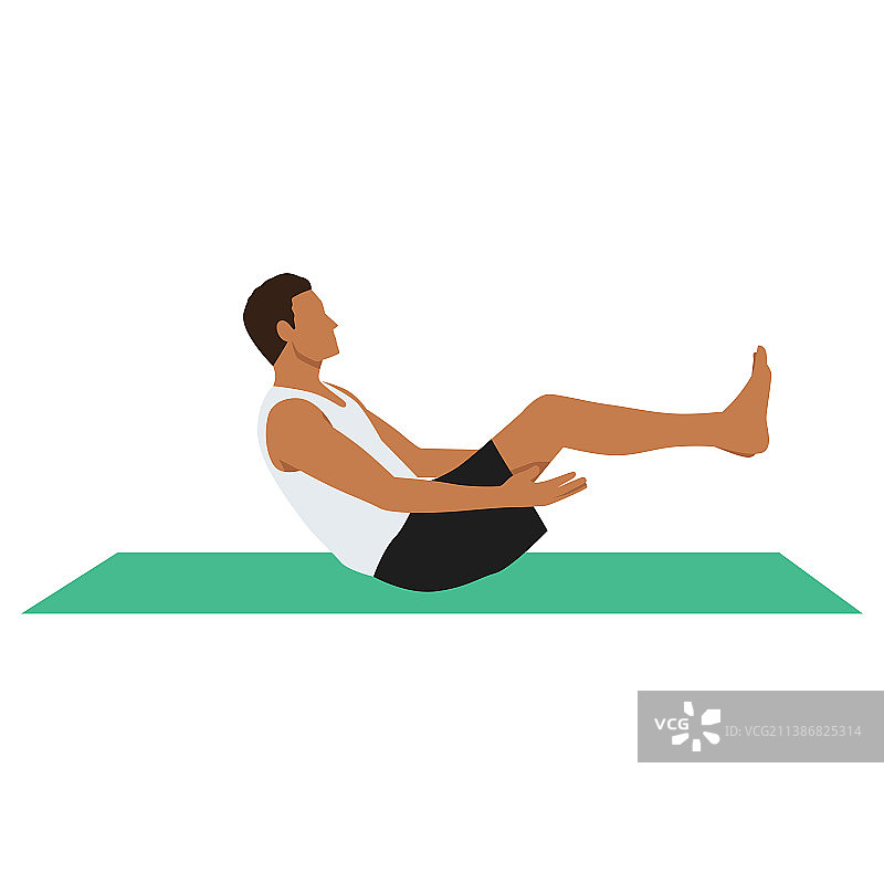 男人做 navasana 或船式瑜伽图片素材