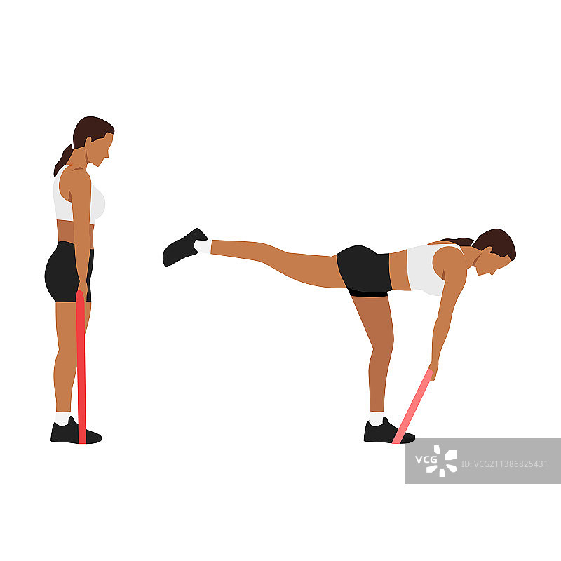 单腿阻力带硬拉训练图片素材
