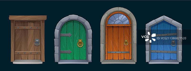 带石拱的旧中世纪木门图片素材