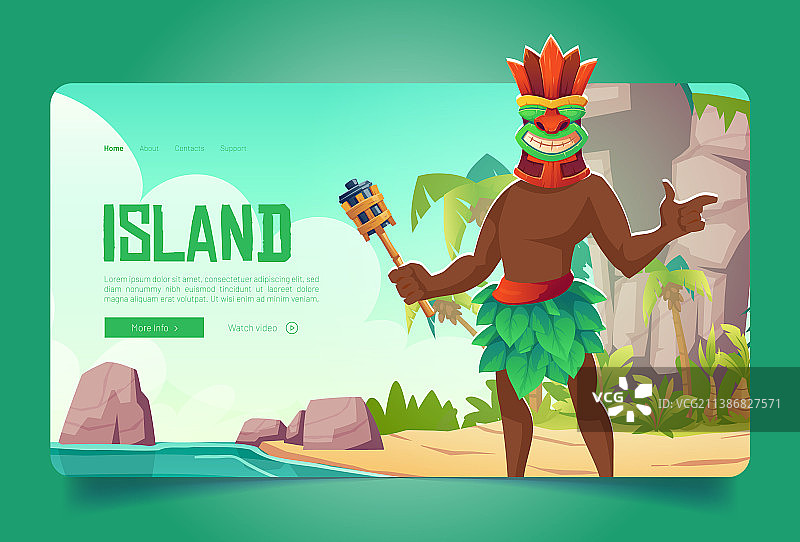 海滩提基面具黑人岛屿banner图片素材