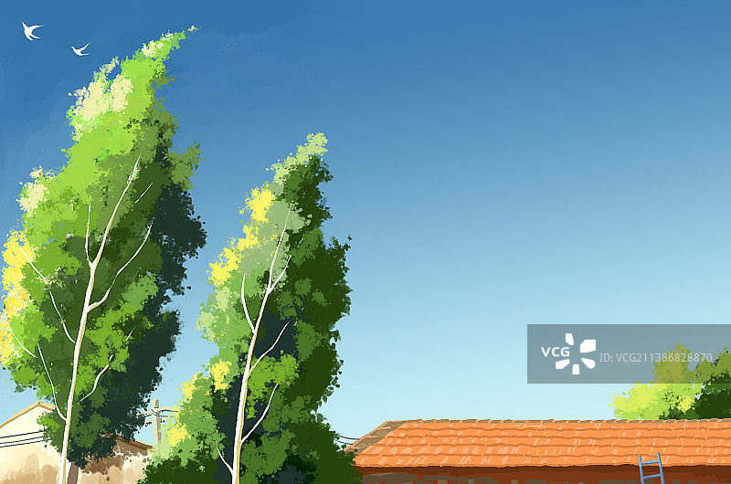 屋顶的风景图片素材