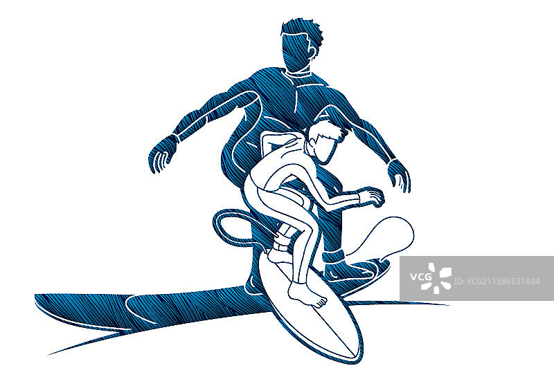 卡通冲浪运动人物图片素材