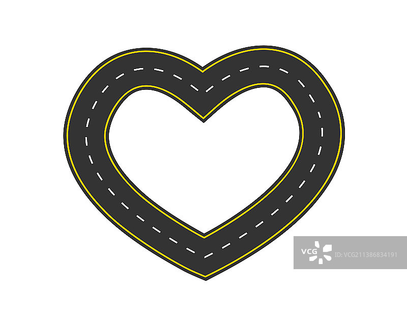 白色背景上的道路心形图标图片素材