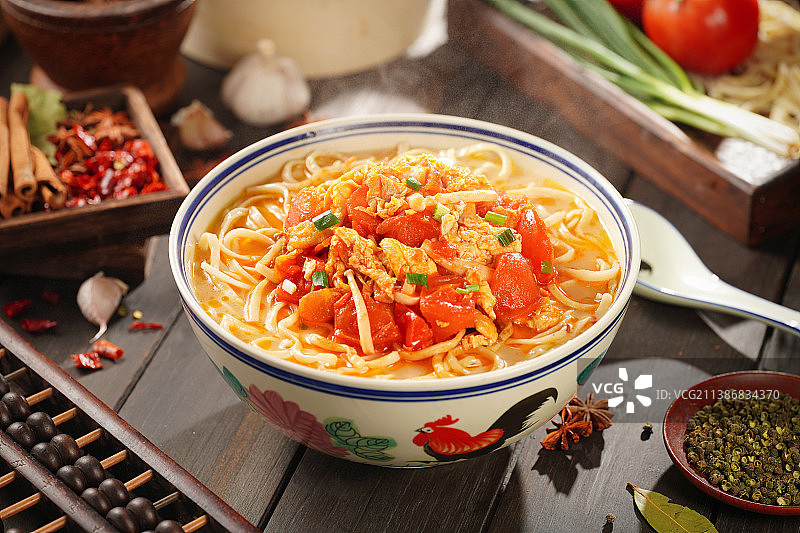 番茄鸡蛋面图片素材