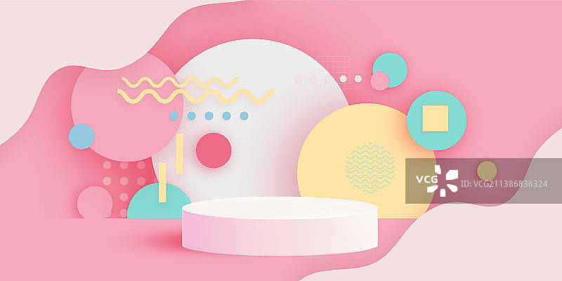 粉彩背景上的3D领奖台或底座场景图片素材