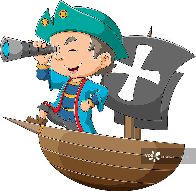 使用双筒望远镜的海盗哥伦布图片素材