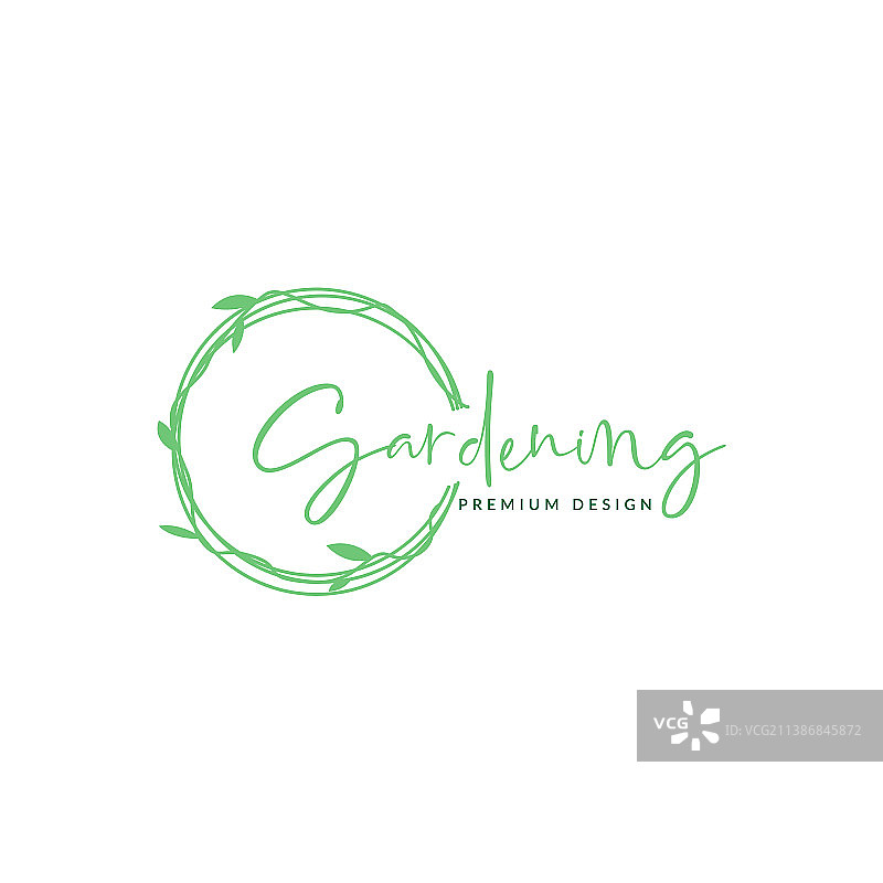 圆形植物叶子藤蔓绿色标志符号图标图片素材