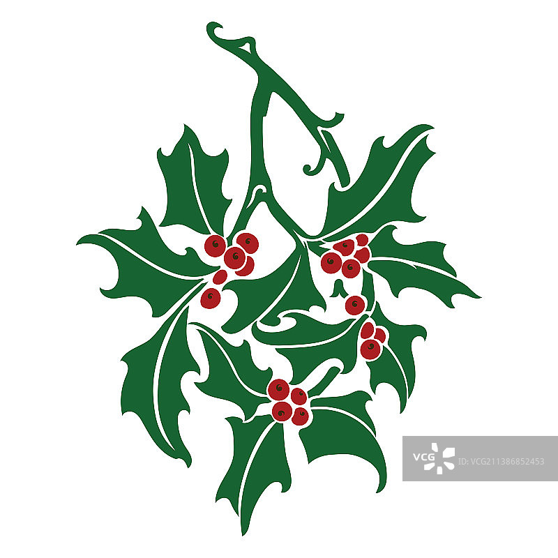 带有冬青的圣诞复古设计图图片素材