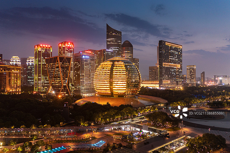 杭州城市夜景图片素材