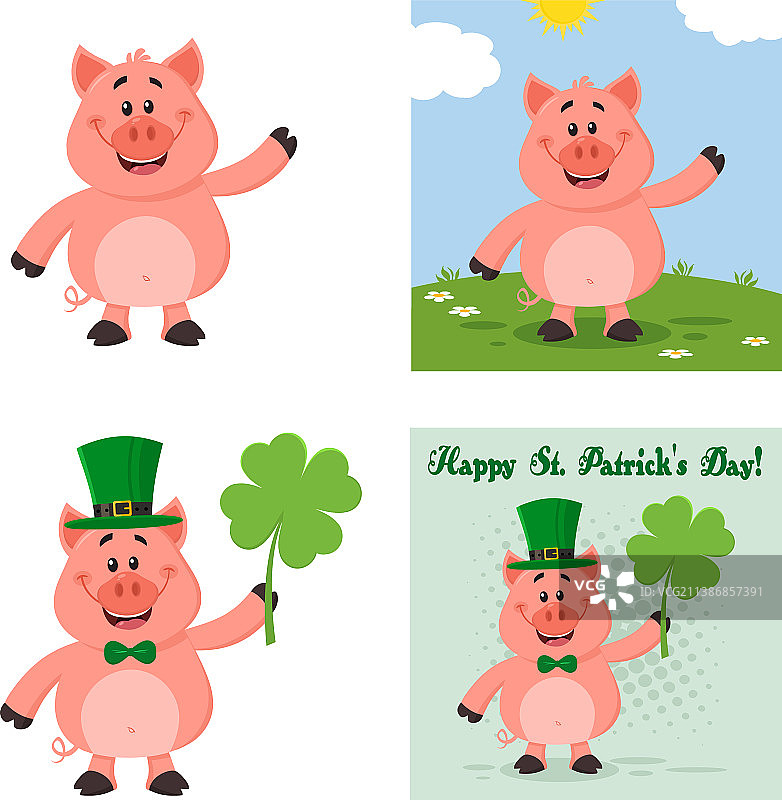 可爱的小猪角色平面合集图片素材