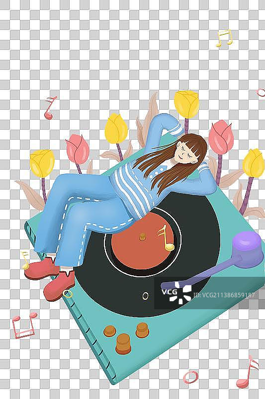 听歌的女孩图片素材