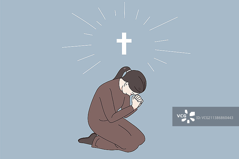 祈祷和信仰上帝的概念图片素材