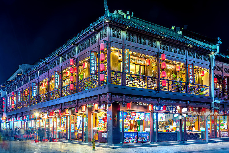 中国江苏南京夫子庙商业街夜景图片素材
