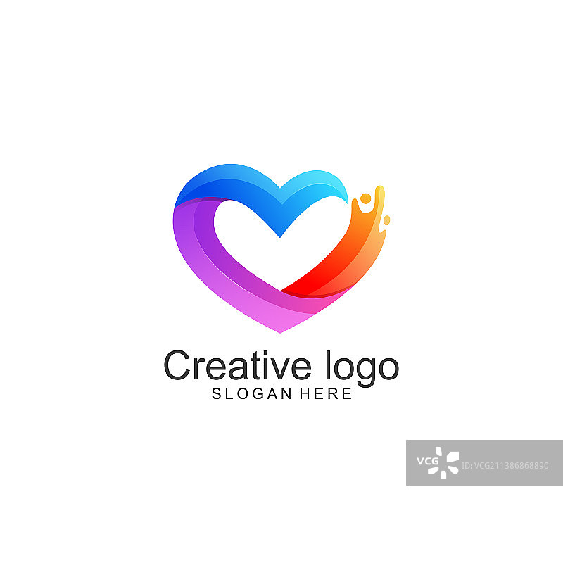 彩色爱心简约logo模板图片素材