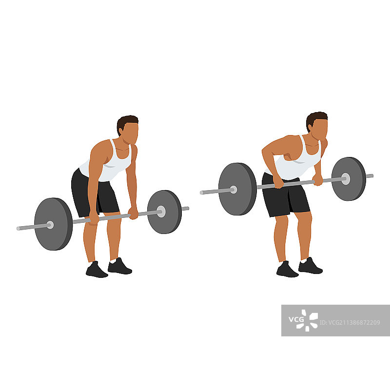 运动员进行俯身划船训练图片素材