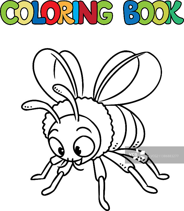 有趣的飞行大黄蜂儿童涂色书图片素材