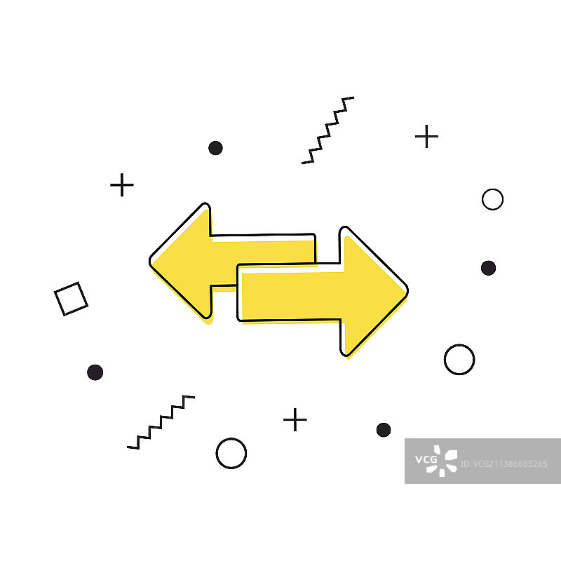 带有几何图形的黄色交换箭头转移图标图片素材