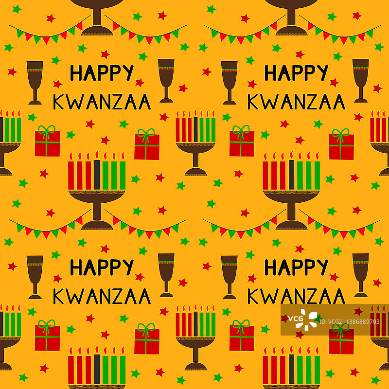 宽扎节七支烛台无缝图案图片素材