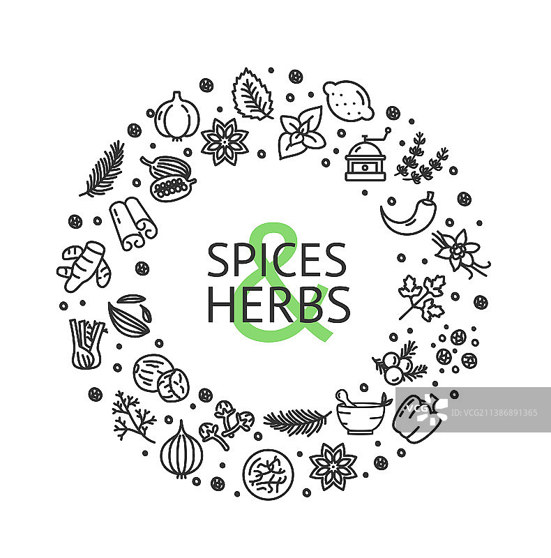 香料圆形设计模板轮廓线条图标图片素材