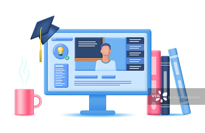 3D概念电子学习橡皮泥卡通风格图片素材