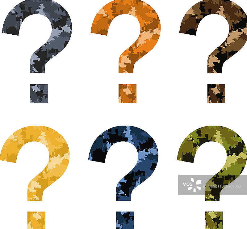 带纹理保护色的问号套装图片素材