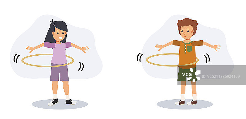 儿童玩呼啦圈的乐趣运动图片素材