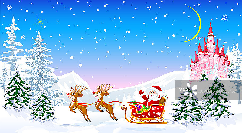 雪橇上的圣诞老人图片素材