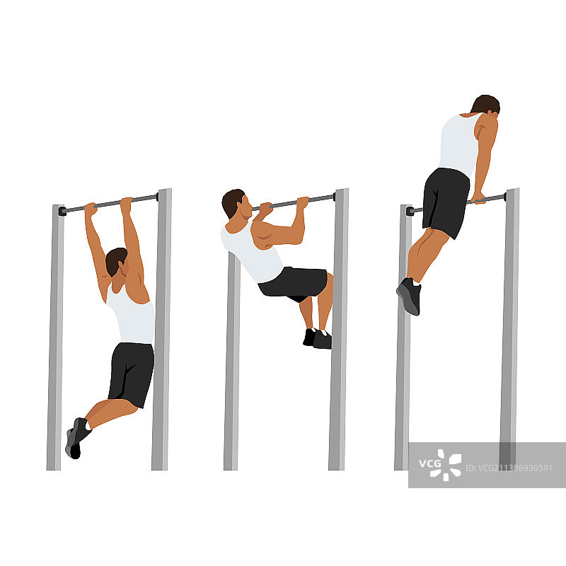 单杠上的肌肉锻炼图片素材