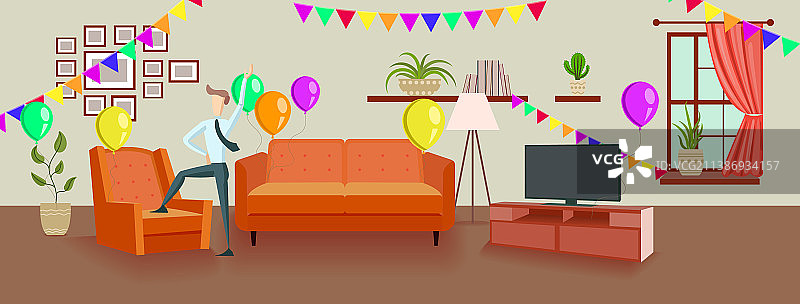 派对房间生日惊喜图片素材